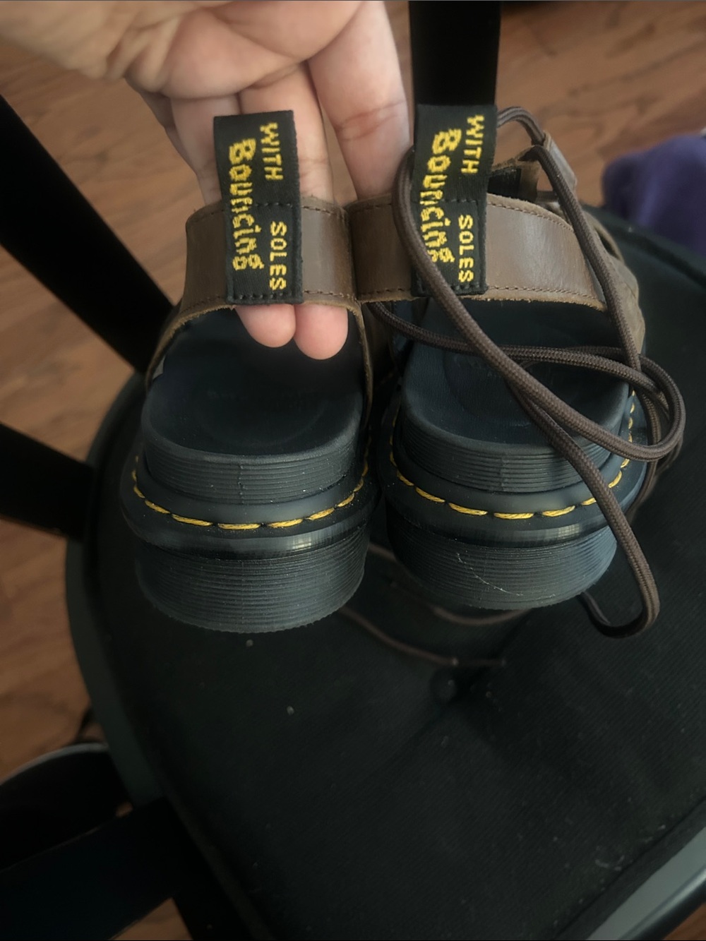 DR MARTENS Nartilla Brown Lace-Up Sandals - Picture 3 of 4